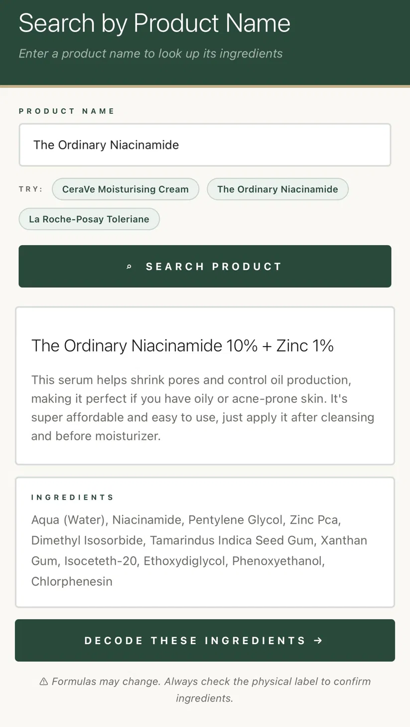 FaceFacts Product Search
